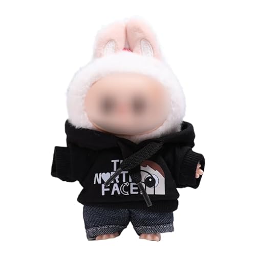 15 cm - 17 cm Puppenkleidung, geeignet für Labubu, 17 cm und 15 cm, Puppenzubehör, sitzend, keine Puppe, Kleidung, 1 schwarzer Kapuzenpullover + 1 Hose 15 cm - 17 cm Puppenkleidung, geeignet für Labubu, 17 cm und 15 cm, Puppenzubehör, sitzend, keine Puppe, Kleidung, 1 schwarzer Kapuzenpullover + 1 Hose von MINGSOLDIER