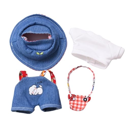 15 cm - 17 cm Puppenkleidung, geeignet für Labubu 17 cm 15 cm Puppenzubehör, sitzend, keine Puppe, Kleidung, 1 Hut + Tasche + 1 Strampler + 1 Hemd 15 cm - 17 cm Puppenkleidung, geeignet für Labubu 17 cm 15 cm Puppenzubehör, sitzend, keine Puppe, Kleidung, 1 Hut + Tasche + 1 Strampler + 1 Hemd von MINGSOLDIER