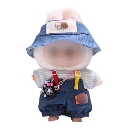 15 cm - 17 cm Puppenkleidung, geeignet für Labubu 17 cm 15 cm Puppenzubehör, sitzend, keine Puppe, Kleidung, 1 T-Shirt, + 1 Overall, 1 Hut + 1 Kamera blau gestreiftes T-Shirt, Denim-Overalls, Hut 15 cm - 17 cm Puppenkleidung, geeignet für Labubu 17 cm 15 cm Puppenzubehör, sitzend, keine Puppe, Kleidung, 1 T-Shirt, + 1 Overall, 1 Hut + 1 Kamera blau gestreiftes T-Shirt, Denim-Overalls, Hut von MINGSOLDIER