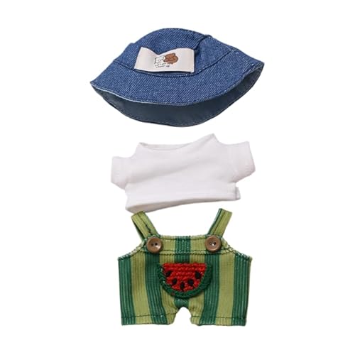 15 cm - 17 cm Puppenkleidung, geeignet für Labubu 17 cm 15 cm Puppenzubehör, sitzend, keine Puppe, nur Kleidung, 1 Hut + 1 Wassermelonen-Overall + 1 Hemd 15 cm - 17 cm Puppenkleidung, geeignet für Labubu 17 cm 15 cm Puppenzubehör, sitzend, keine Puppe, nur Kleidung, 1 Hut + 1 Wassermelonen-Overall + 1 Hemd von MINGSOLDIER