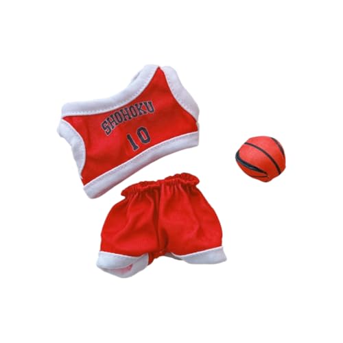 17 cm langes Labubu-Puppen-Kleidungs-Set für 17 cm große Labubu-Zubehör, Anzug für keine Puppe, nur Kleidung, 1 Hemd + 1 Hose + 1 Basketball von MINGSOLDIER