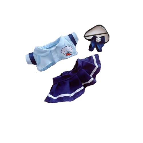 17 cm langes Labubu-Puppen-Kleidungs-Set für 17 cm große Labubu-Zubehör, Anzug ohne Puppe, 1 Rock + 1 Fliege + 1 Hemd (weibliche Studentin, 3-teiliges Set) von MINGSOLDIER
