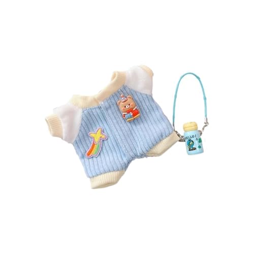 17 cm langes Labubu-Puppen-Kleidungs-Set für 17 cm große Labubu-Zubehör, Anzug ohne Puppe, 1 blauer Overall + 1 Wasserkocher von MINGSOLDIER