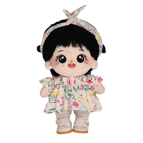 20 cm Baumwoll-Puppen-Kleidungsset für 20 cm Plüschpuppen, Zubehör-Anzug, Blumen-Set, 1 Haarnadel + 1 Hose + 1 Weste, keine Puppe von MINGSOLDIER