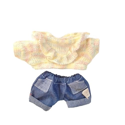 20 cm Plüschpuppen-Kleidungsset aus Baumwolle für Plüschpuppen, 1 gelber Pullover + 1 Hose ohne Puppe von MINGSOLDIER