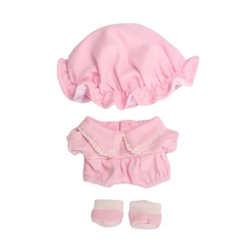 20 cm Puppenkleidung 20 cm Plüschpuppenkleidung 20,1 cm Puppenzubehör rosa Pyjama-Set mit 1 Lätzchen + 1 Hut + 1 Overall ohne Puppe von MINGSOLDIER