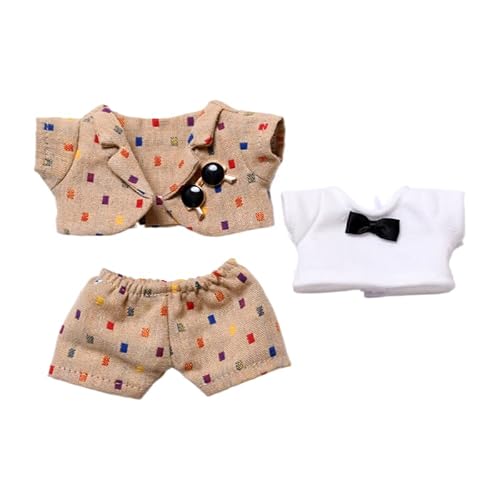Baumwoll-Puppen-Kleidungs-Set für 16 cm große Luky Cat Puppen, Zubehör Anzug 2top + 1 Hose, braunes Set ohne Puppe Baumwoll-Puppen-Kleidungs-Set für 16 cm große Luky Cat Puppen, Zubehör Anzug 2top + 1 Hose, braunes Set ohne Puppe von MINGSOLDIER