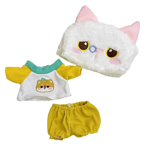 Baumwoll-Puppen-Kleidungs-Set für 20 cm Plüschpuppen, Zubehör-Anzug, 1 Hut + 1 Hemd + 1 Hose, Katzenset ohne Puppe Baumwoll-Puppen-Kleidungs-Set für 20 cm Plüschpuppen, Zubehör-Anzug, 1 Hut + 1 Hemd + 1 Hose, Katzenset ohne Puppe von MINGSOLDIER