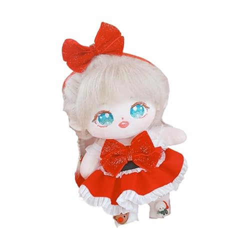 Baumwoll-Puppen-Kleidungs-Set für 20 cm Plüschpuppen, Zubehör-Anzug, 1 rotes Kleid + 1 Haarband + 1 Schuhe, keine Puppe von MINGSOLDIER