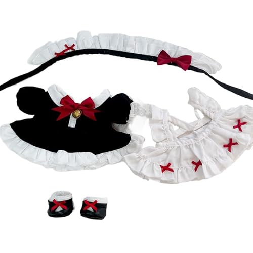 Baumwoll-Puppen-Kleidungs-Set für 20 cm Plüschpuppen, Zubehör-Anzug, schwarz, Set 1 Haarband + 2 Kleid + 1 Schuhe, keine Puppe Baumwoll-Puppen-Kleidungs-Set für 20 cm Plüschpuppen, Zubehör-Anzug, schwarz, Set 1 Haarband + 2 Kleid + 1 Schuhe, keine Puppe von MINGSOLDIER