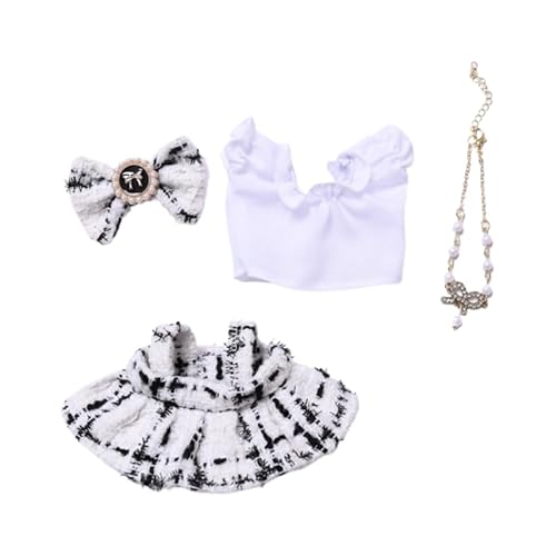 Baumwoll-Puppen-Kleidungsset für 16 cm große Luky Cat Puppen, Zubehör Anzug 1 Halskette + 1 Kleid + 1 Hemd + 1 Schleife, weißes Set ohne Puppe Baumwoll-Puppen-Kleidungsset für 16 cm große Luky Cat Puppen, Zubehör Anzug 1 Halskette + 1 Kleid + 1 Hemd + 1 Schleife, weißes Set ohne Puppe von MINGSOLDIER