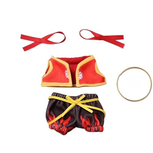 Baumwoll-Puppen-Kleidungsset für 16 cm große Luky Cat Puppen, Zubehör Anzug 2Kopfschmuck + 1 Halskette + 1 Oberteil + 1 Hose ohne Puppe von MINGSOLDIER