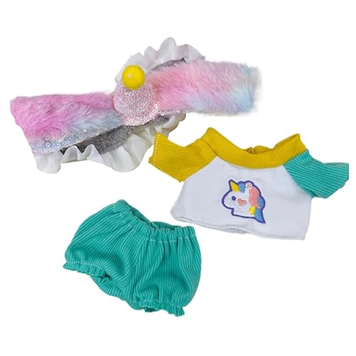 Baumwoll-Puppen-Kleidungsset für 20 cm Plüschpuppen, Zubehör-Anzug, 1 Hut + 1 Hemd + 1 Hose, keine Puppe von MINGSOLDIER