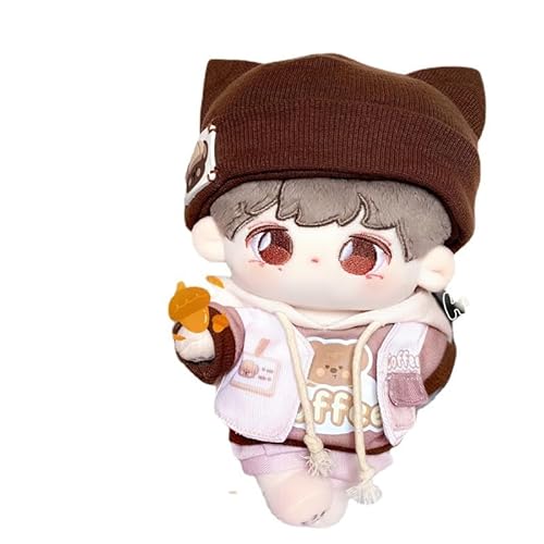 Baumwoll-Puppen-Kleidungsset für 20 cm Plüschpuppen, Zubehör-Anzug, 1 Hut + 1 Hoodie + 1 Weste + 1 Hose, Kaffeeset, keine Puppe Baumwoll-Puppen-Kleidungsset für 20 cm Plüschpuppen, Zubehör-Anzug, 1 Hut + 1 Hoodie + 1 Weste + 1 Hose, Kaffeeset, keine Puppe von MINGSOLDIER