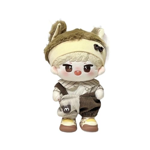 Baumwoll-Puppen-Kleidungsset für 20 cm Plüschpuppen, Zubehör-Anzug, 1 Hut + 1 Strampler + 1 T-Shirt, Kaffeeset, keine Puppe von MINGSOLDIER