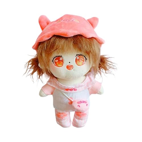 Baumwoll-Puppen-Kleidungsset für 20 cm Plüschpuppen, Zubehör-Anzug, 1 Hut + 1 Tasche + 1 Hose + 1 Oberteil rosa Set ohne Puppe von MINGSOLDIER