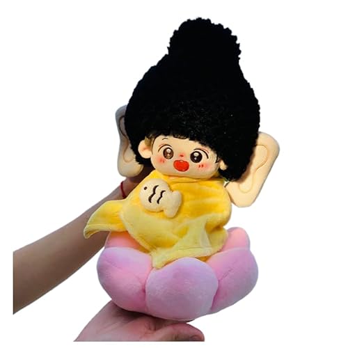 Baumwoll-Puppen-Kleidungsset für 20 cm Plüschpuppen, Zubehör-Anzug, 1 Hut + 1 gelber Overall + 1 Lotus-Basis ohne Puppe von MINGSOLDIER