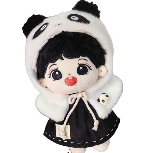 Baumwoll-Puppen-Kleidungsset für 20 cm Plüschpuppen, Zubehör-Anzug, 1 Umhang + 1 schwarzes Kleid ohne Puppe von MINGSOLDIER