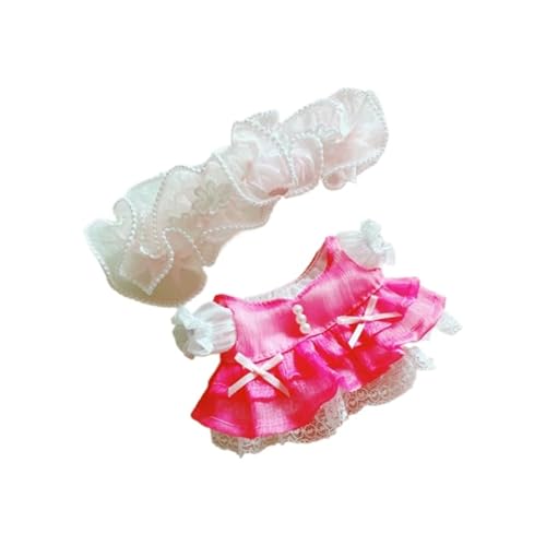 Baumwoll-Puppen-Kleidungsset für 20 cm Plüschpuppen, Zubehör-Anzug, Rosa, Set 1 Haarband + 1 Kleid ohne Puppe Baumwoll-Puppen-Kleidungsset für 20 cm Plüschpuppen, Zubehör-Anzug, Rosa, Set 1 Haarband + 1 Kleid ohne Puppe von MINGSOLDIER
