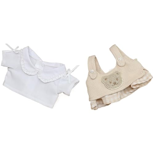 Baumwoll-Puppen-Kleidungsset für 20 cm Plüschpuppen, Zubehör Anzug 1 Hemd + 1 Riemen, Kleid ohne Puppe von MINGSOLDIER