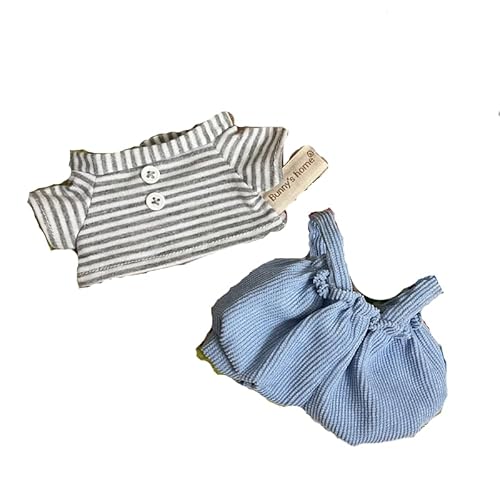 Baumwoll-Puppen-Kleidungsset für 20 cm Plüschpuppen, Zubehör Anzug 1 Shirt + 1 blauer Strampler ohne Puppe Baumwoll-Puppen-Kleidungsset für 20 cm Plüschpuppen, Zubehör Anzug 1 Shirt + 1 blauer Strampler ohne Puppe von MINGSOLDIER