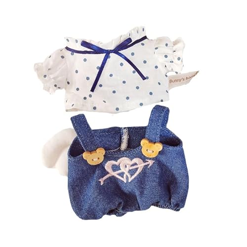 Baumwoll-Puppen-Kleidungsset für 20 cm Plüschpuppen, Zubehör Anzug 1 Shirt + 1 dunkelblauer Strampler ohne Puppe von MINGSOLDIER