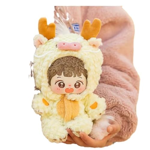 Baumwoll-Puppen-Kleidungsset für 20 cm Plüschpuppen, Zubehör Anzug 1 gelber Overall ohne Puppe von MINGSOLDIER