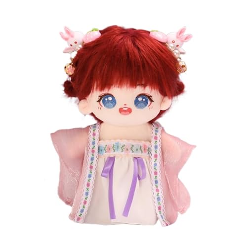 Baumwoll-Puppen-Kleidungsset für 20 cm Plüschpuppen, Zubehör Anzug 2 Kopfbedeckungen + 1 Hanfu-Set ohne Puppe von MINGSOLDIER