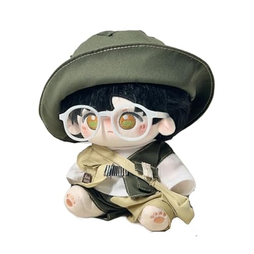 Baumwoll-Puppen-Kleidungsset für 20 cm große Plüschpuppen, Zubehör-Anzug 1 Hut + 1 Hemd + 1 Weste + 1 Glas + 1 Hose + 1 Tasche, keine Puppe von MINGSOLDIER