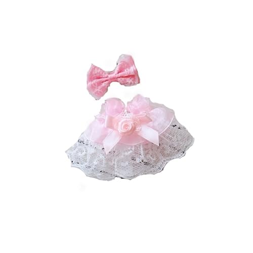 Labubu-Puppen-Kleidungs-Set für 17 cm große Labubu-Zubehör, Anzug für Puppe, 1 Kleid + 1 Haarnadel, 17 cm (rosa Spitzenkleider-Set) von MINGSOLDIER