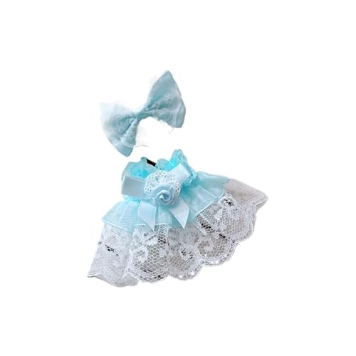 Labubu-Puppen-Kleidungs-Set für 17 cm große Labubu-Zubehör, Anzug für Puppe, 1 Kleid + 1 Haarnadel (blaues Spitzenkleid-Set) von MINGSOLDIER