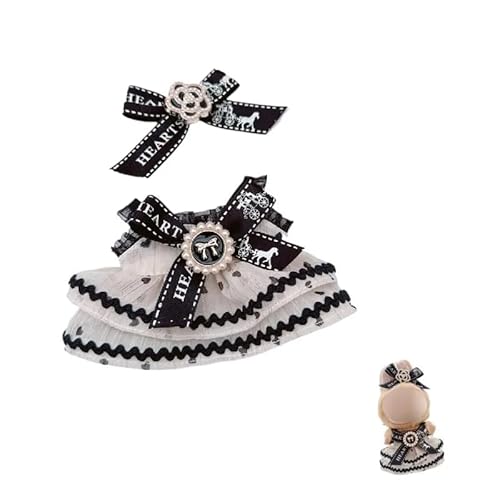 Labubu-Puppen-Kleidungs-Set für 17 cm große Labubu-Zubehör, Anzug für keine Puppe, 1 Overall + 1 Hemd + 1 Schuhe (Love Wave Point Dress 2-teiliges Set) von MINGSOLDIER
