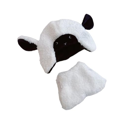 Labubu-Puppen-Kleidungs-Set für 17 cm große Labubu-Zubehör, Anzug ohne Puppe, 1 Hut + 1 Overall (schwarzes Lamm-Set) von MINGSOLDIER