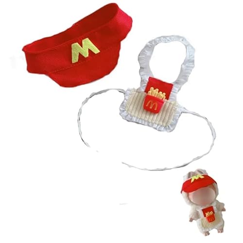Labubu-Puppen-Kleidungs-Set für 17 cm große Labubu-Zubehör, Anzug ohne Puppe, nur Kleidung, 1 Schürze + 1 Hut (2-teiliges Kellner-Set) von MINGSOLDIER