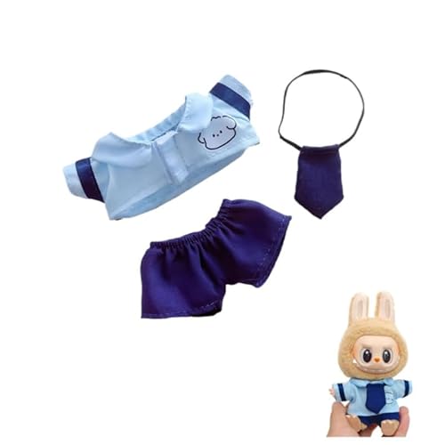 Labubu-Puppen-Kleidungs-Set für 17 cm große Labubu-Zubehör, Anzug ohne Puppe, nur Kleidung (männlicher Schüler, 3-teiliges Set) von MINGSOLDIER