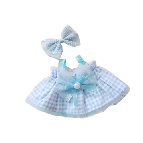 Labubu-Puppenkleidungs-Set für 17 cm große Labubu-Zubehör, Anzug für Puppe, 1 Kleid + 1 Haarnadel, 17 cm, blau kariertes Kleid-Set Labubu-Puppenkleidungs-Set für 17 cm große Labubu-Zubehör, Anzug für Puppe, 1 Kleid + 1 Haarnadel, 17 cm, blau kariertes Kleid-Set von MINGSOLDIER