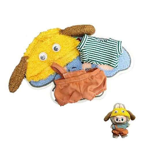 Labubu Puppenkleidungs-Set für 17 cm große Labubu-Zubehör, Anzug für keine Puppe, nur Kleidung (niedlicher Hund, 3-teiliges Set) von MINGSOLDIER