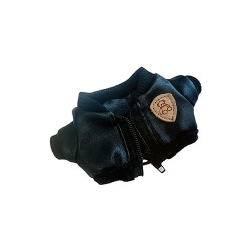 Labubu Puppenkleidungs-Set für 17 cm große Labubu-Zubehör, Anzug ohne Puppe, nur Kleidung (1 Lederjacke mit schwarzem Bär) von MINGSOLDIER