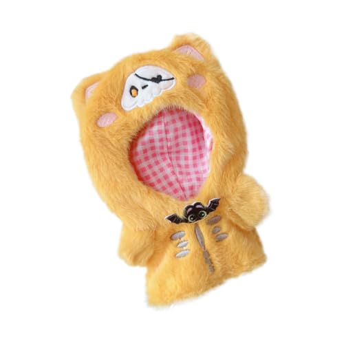 Labubu Puppenkleidungs-Set für 17 cm große Labubu-Zubehör, Anzug ohne Puppe, nur Kleidung (1 gelber Fledermaus-Samt-Overall) von MINGSOLDIER