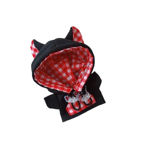 Labubu Puppenkleidungs-Set für 17 cm große Labubu-Zubehör, Anzug ohne Puppe, nur Kleidung (1 schwarzer Tierohr-Kapuzenpullover) von MINGSOLDIER