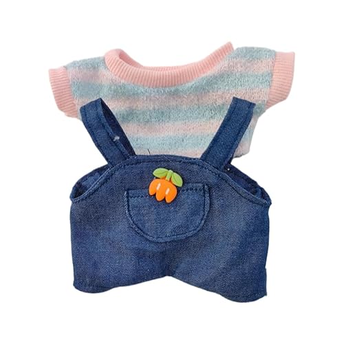 Puppen-Kleidungsset aus Baumwolle 7,9 Zoll / 20 cm aus Plüsch, Kostümzubehör 1 Hemd + 1 tiefblauer Overall ohne Puppe von MINGSOLDIER