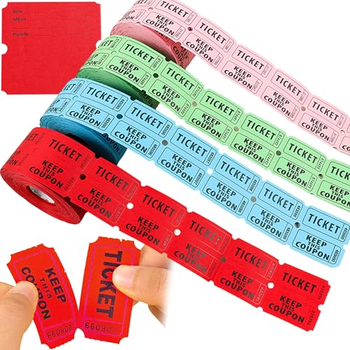 MINGZE 4 Roll Wertmarken Rolle, 500 Stück pro Band Doppelnummern, Tombola Lose mit Zahlen Zahlenblöcke Nummernblöcke Double Raffle Ticket Roll für Messen Eintrittskarten Garderobe Verlosung Events MINGZE 4 Roll Wertmarken Rolle, 500 Stück pro Band Doppelnummern, Tombola Lose mit Zahlen Zahlenblöcke Nummernblöcke Double Raffle Ticket Roll für Messen Eintrittskarten Garderobe Verlosung Events von MINGZE