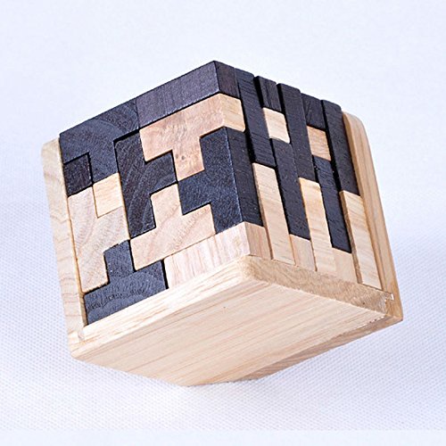 MINGZE Holzpuzzles Denkaufgabe Spielzeug 54 T-förmigen Tetris Blöcke Geometrische Intelligenz Spiel Sphere Puzzles Für Erwachsene/Kinder von MINGZE