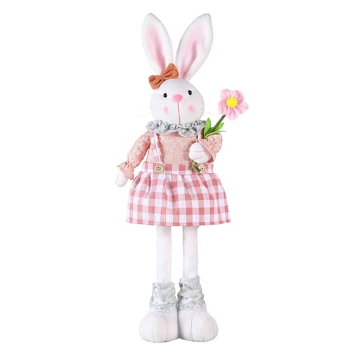 MINGZHE Ausziehbarer Stoffhase, Verstellbarer Langbeiniger Osterhase, Frühlingslandschaft, Hasendekoration, 41–55 cm (Mädchen) von MINGZHE