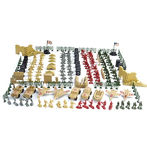 260 Stück Militärspielset Militär Modell, Militär Figuren Spielzeug, Mini Soldaten Figuren Spielzeug Set, Militärspielset mit Soldaten, Flugzeugen, Hubschraubern, Panzern, Flaggen und Zubehör von MINHADISI