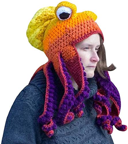 MINHADISI Handgewebte Gestrickte Mütze, Erwachsene Unisex Lustige Cartoon Octopus Lange Tentakel Augen Hut Cosplay Hut, Für Party Requisiten (Tippe G) von MINHADISI