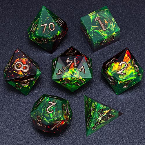 Mini Planet DND Würfelset für TTRPG Dungeons und Dragons Handgemachte scharfe Kanten DND Würfelset Polyedrische Würfel Kritische Rolle Würfel Goblin Glitter Würfel RPG Würfel Harz Würfel Hoard Dschungel Feuer Mini Planet DND Würfelset für TTRPG Dungeons und Dragons Handgemachte scharfe Kanten DND Würfelset Polyedrische Würfel Kritische Rolle Würfel Goblin Glitter Würfel RPG Würfel Harz Würfel Hoard Dschungel Feuer von MINI PLANET