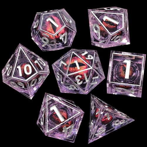 Mini Planet Sharp Edge DND Polyedrisches 7-teiliges Rollenspiel MTG Dungeons and Dragons RPG Brettspiel, handgefertigtes Würfelset von MINI PLANET