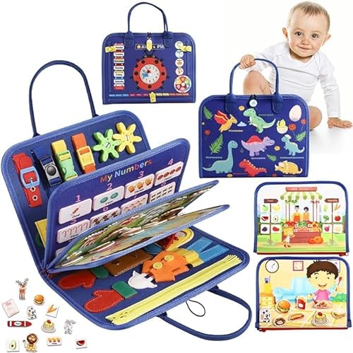 MINIBEAR Busy Board Montessori Spielzeug Reisespielzeug Activity Board Autismus Sensorisches Spielzeug Englische Lernspielzeug Busy Buch Geschenke für 2 3 4 Jahre Mädchen Jungen von MINIBEAR