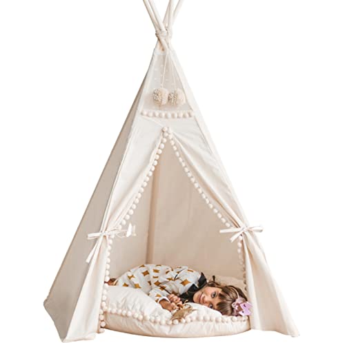 MINICAMP Kinder Tipi-Zelt - sehr strapazierfähiges, originales Tipi-Zelt aus naturbelassenem Canvas - Spielzelt mit Bommel-Verzierungen für Kinder MINICAMP Kinder Tipi-Zelt - sehr strapazierfähiges, originales Tipi-Zelt aus naturbelassenem Canvas - Spielzelt mit Bommel-Verzierungen für Kinder von MINICAMP